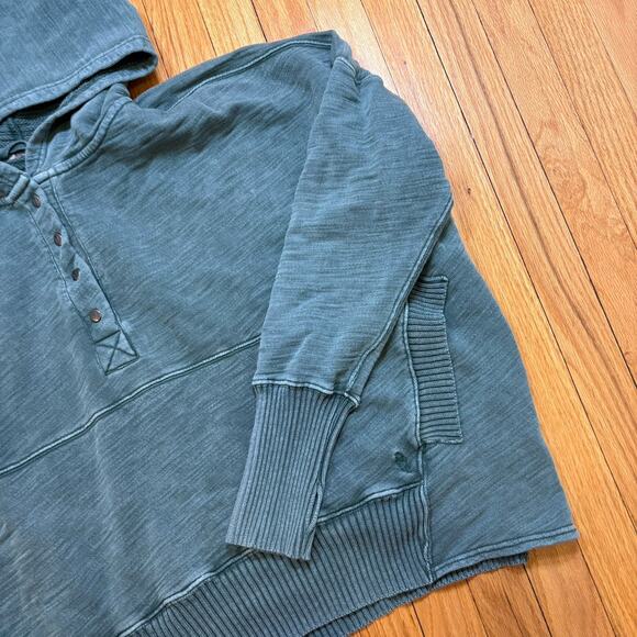 Free People Movement XL Solid Honey Dove Pullover Snap Button Hoodie Oversized - Picture 3 of 16